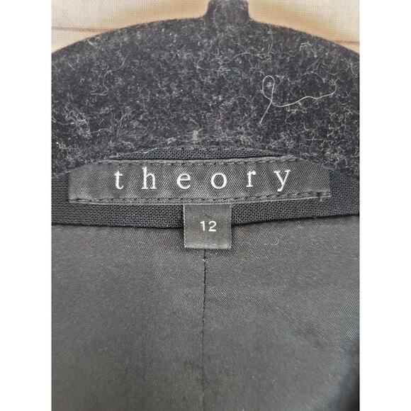 THEORY SINGLE BUTTON WOOL BLEND BLACK BLAZER, SZ 12 - Picture 3 of 12